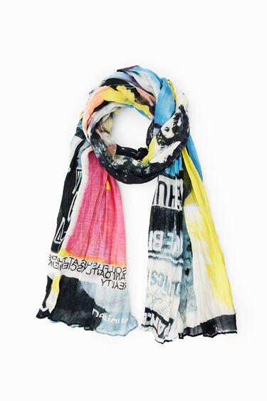 Rectangular crinkled newspaper foulard | Desigual