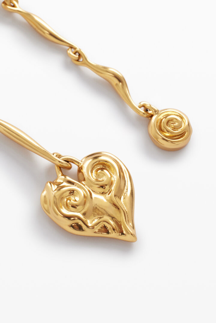 Asymmetric heart earrings gold-plated Zalio | Desigual