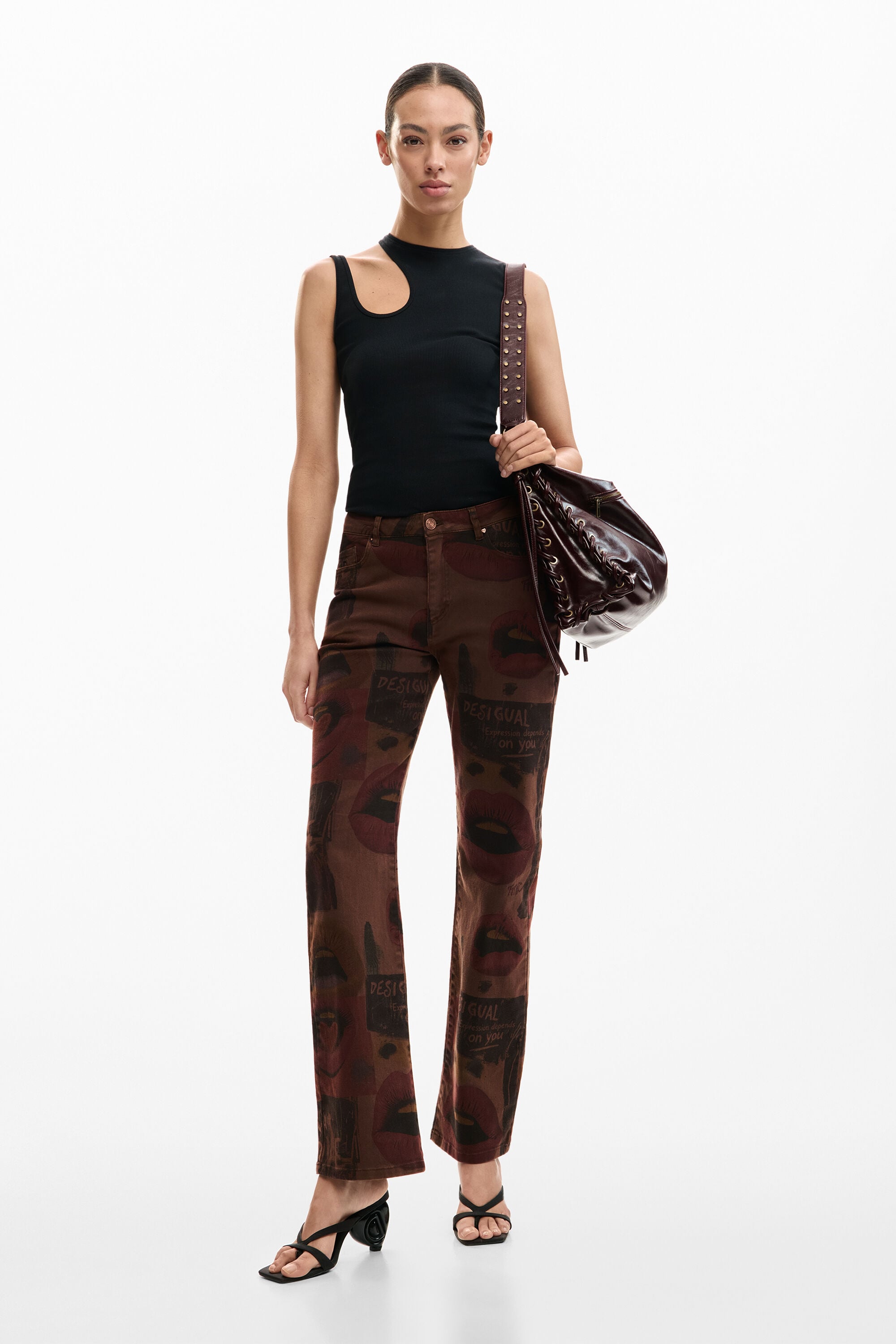 Desigual, Bedruckte jeanshose, Damen, Baumwolle, Braun, 42