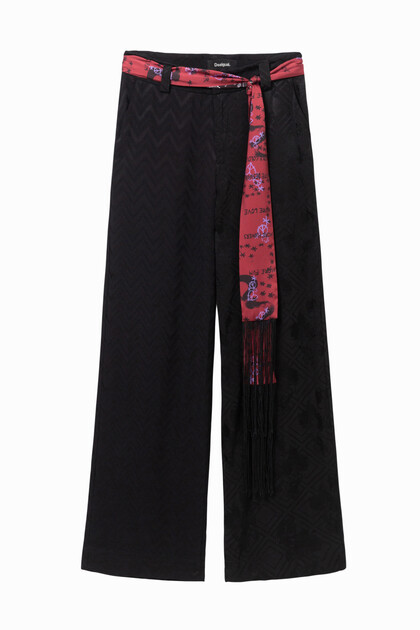 Trousers with scarf belt