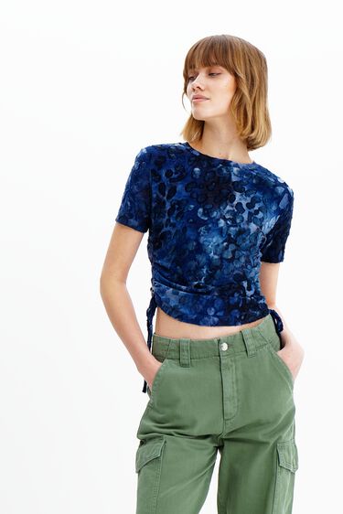 Slim animal print gathered T-shirt | Desigual