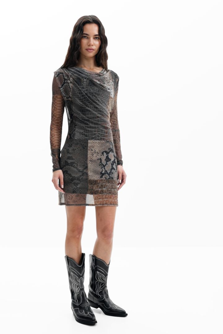 Vestido escote asimétrico animal | Desigual