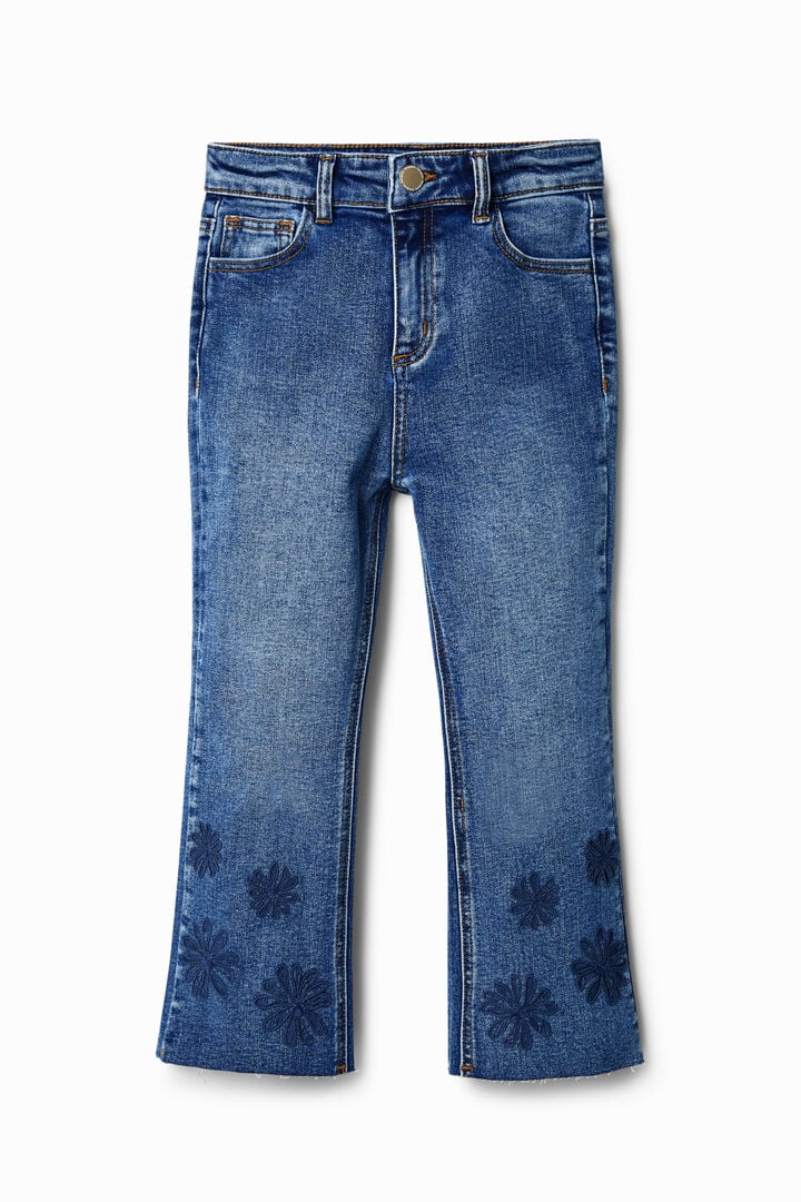 Flocked cropped flare jeans