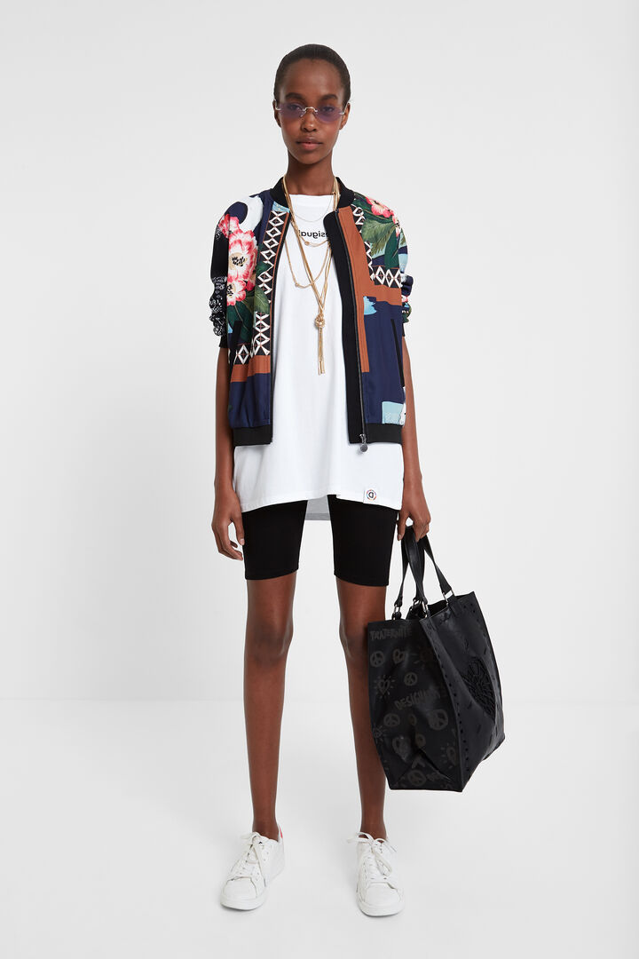 PU leather short handle shopping bag | Desigual