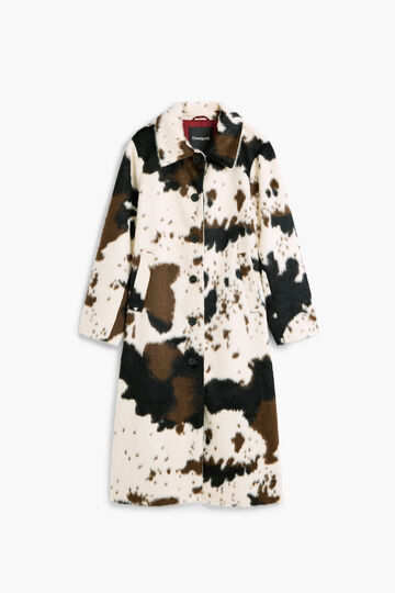 Straight coat with animal print fur | Desigual