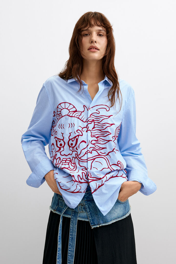 Embroidered Dragon Shirt