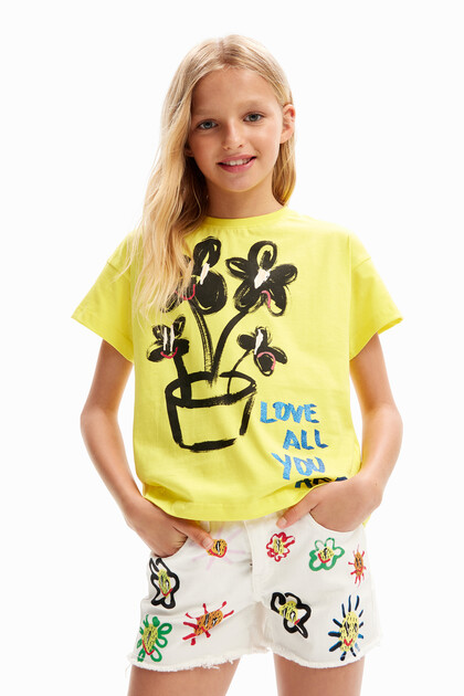 T-shirt met korte mouwen en plant