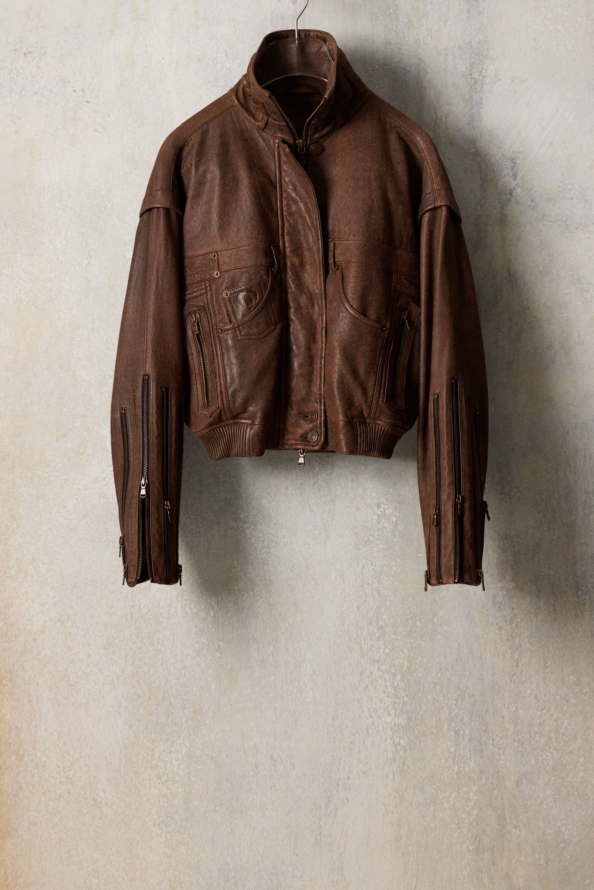 Studio leather jacket with zippers Women's I Desigual.com