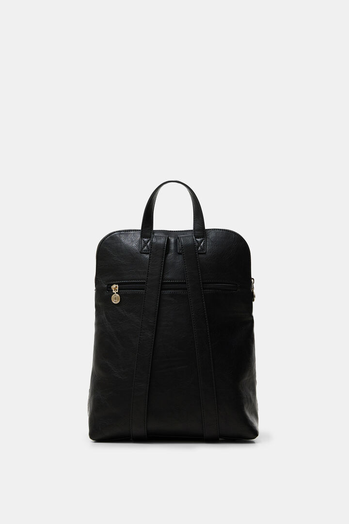 Synthetic leather embroidered floral backpack | Desigual
