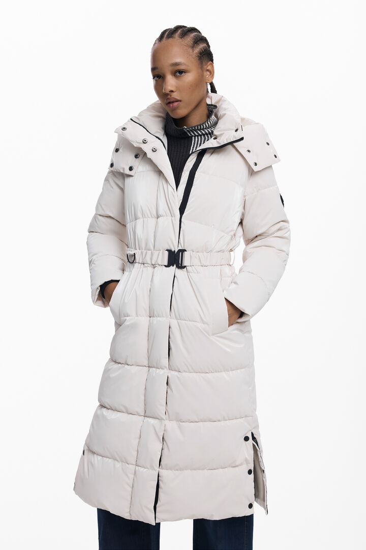 Lange gesteppte Jacke mit Gürtel | Desigual