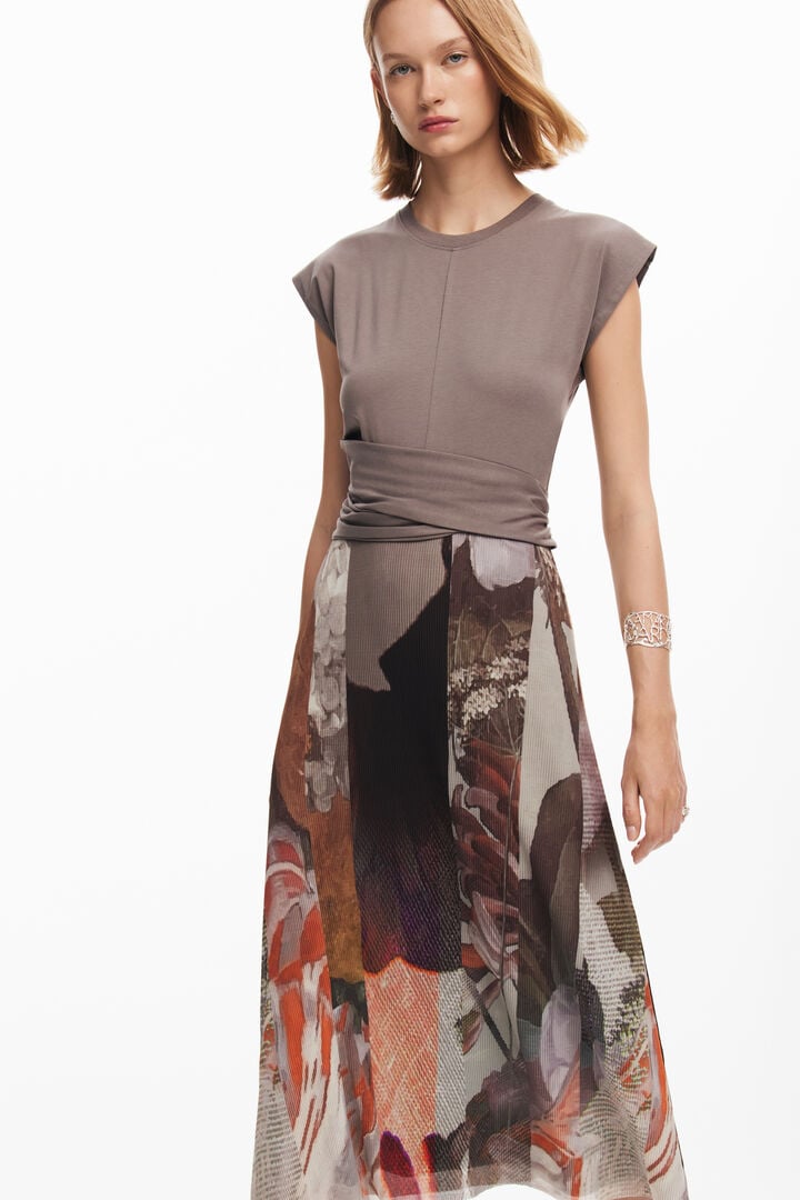 Vestido midi híbrido flores | Desigual