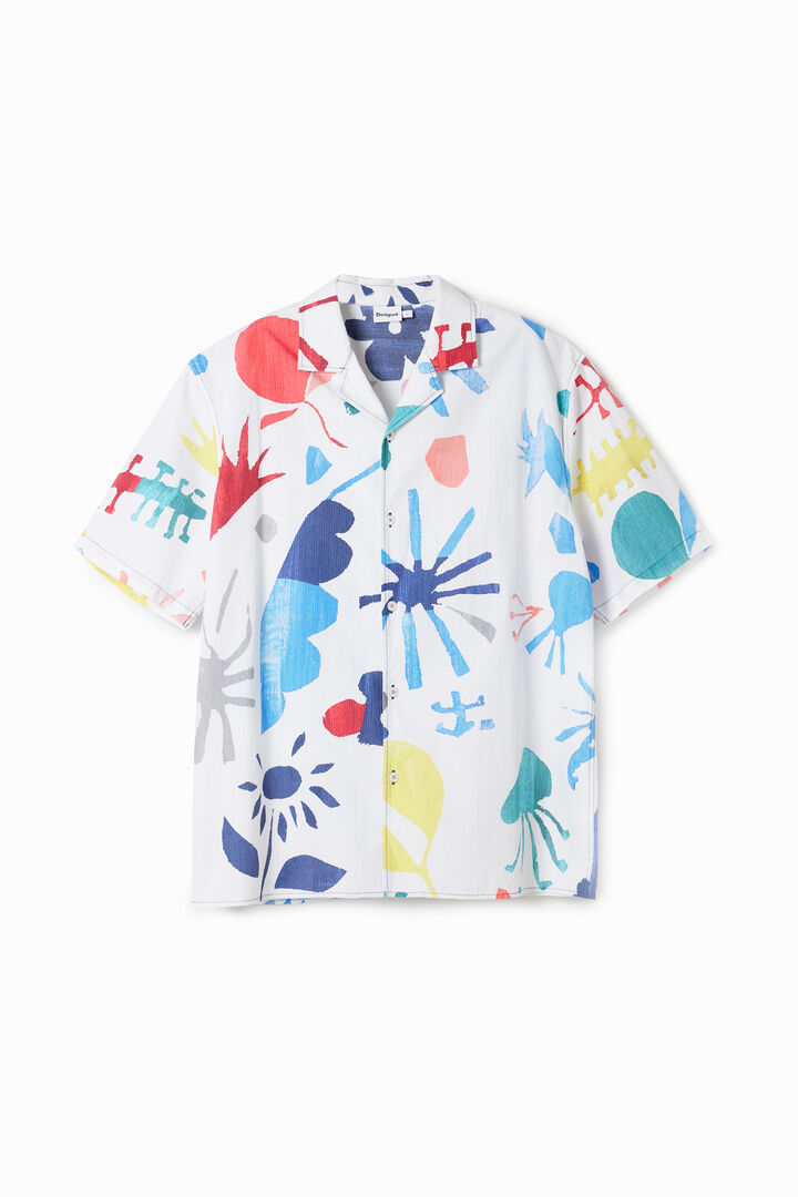 Camisa de m&agrave;niga curta fulles tropicals | Desigual