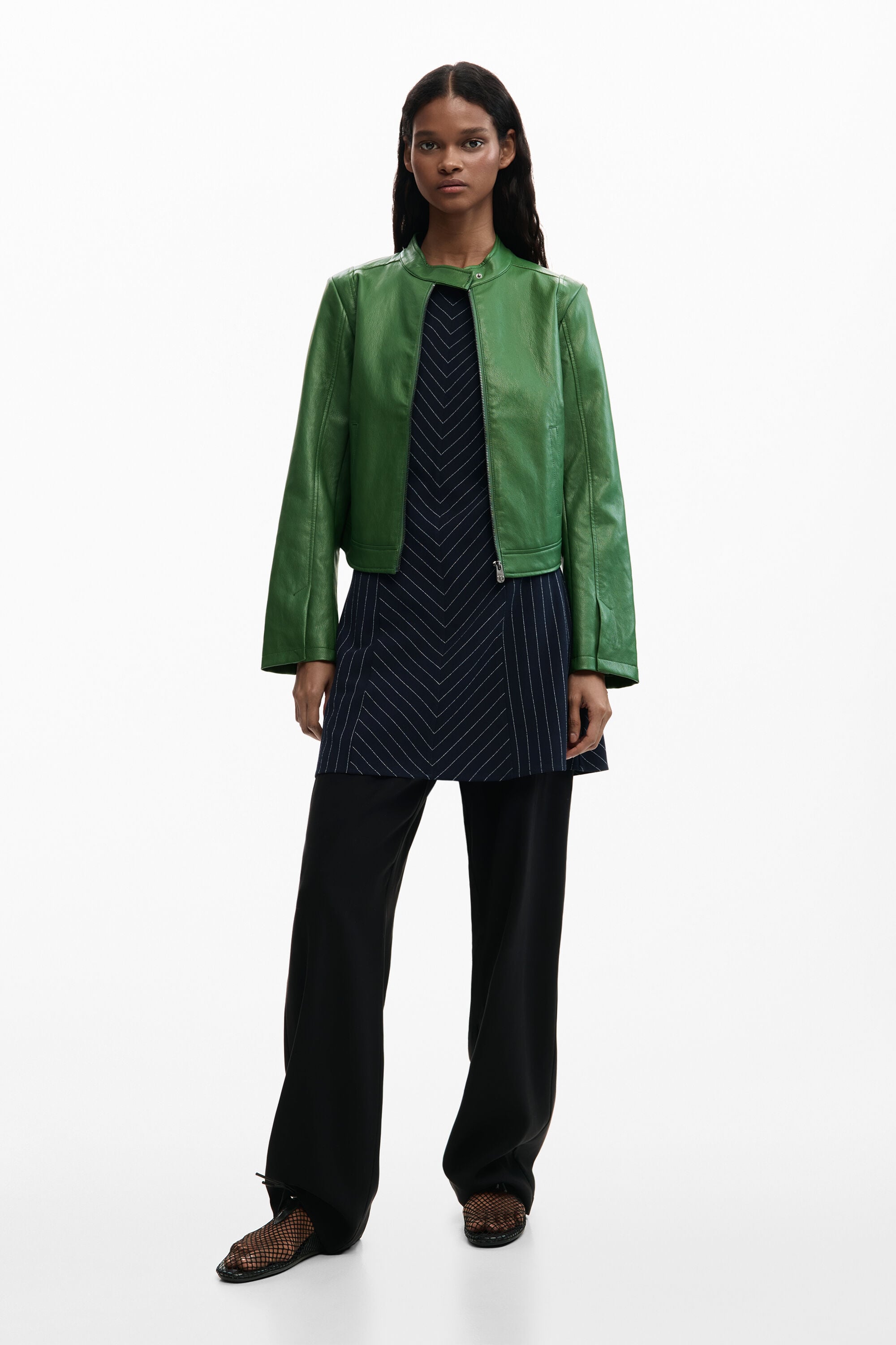 Jacket faux leather green Women's I Desigual.com