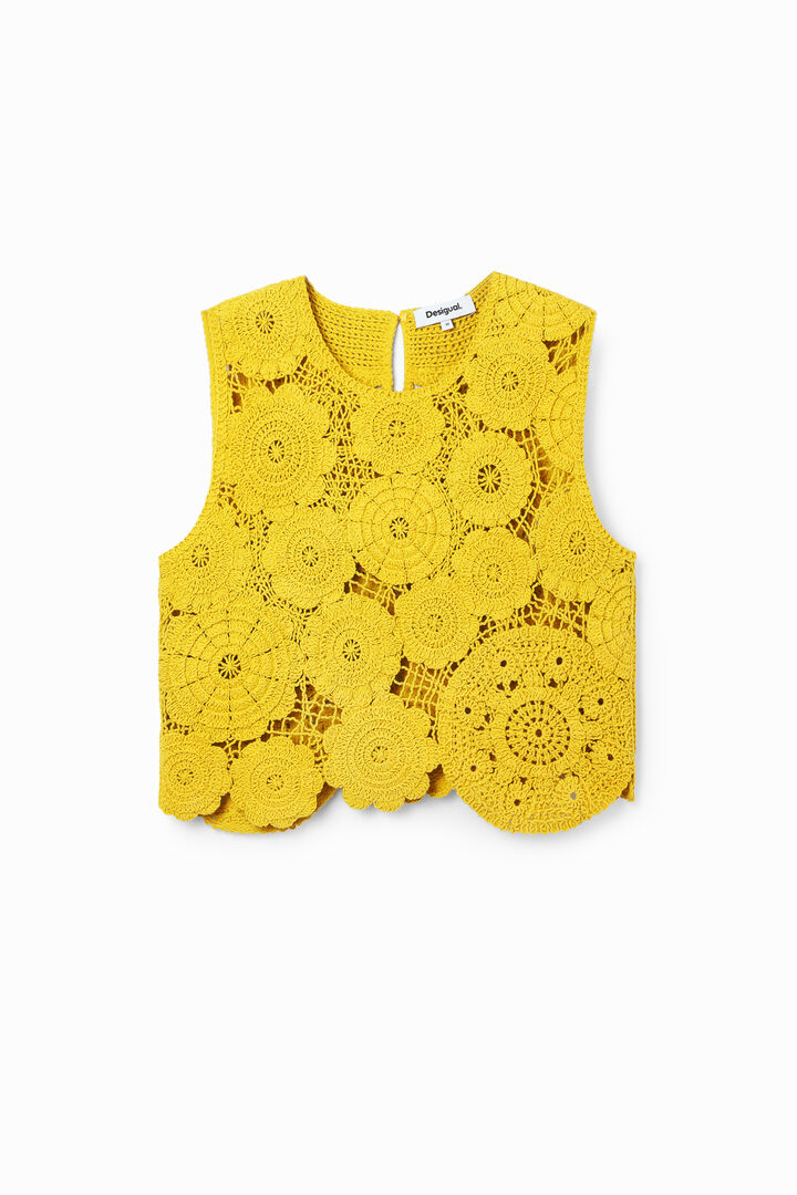 Floral crochet T-shirt