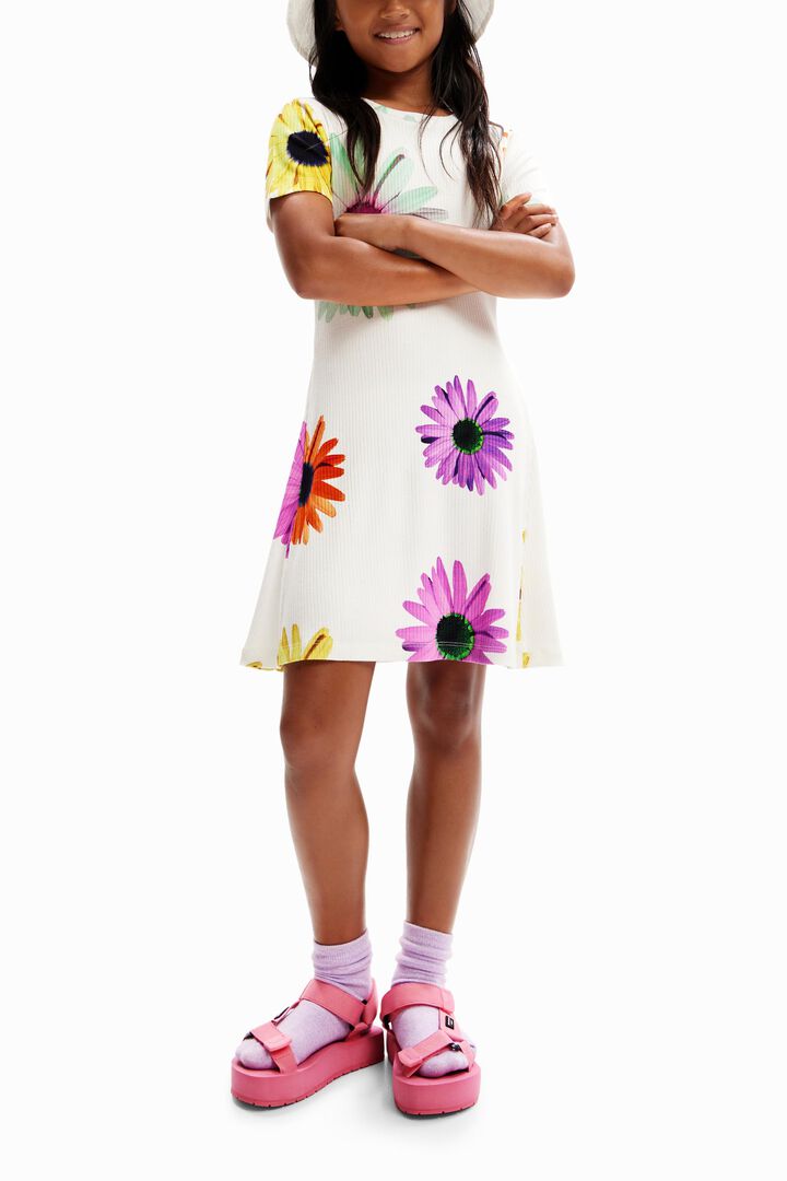 Short ribbed daisy dress | Desigual