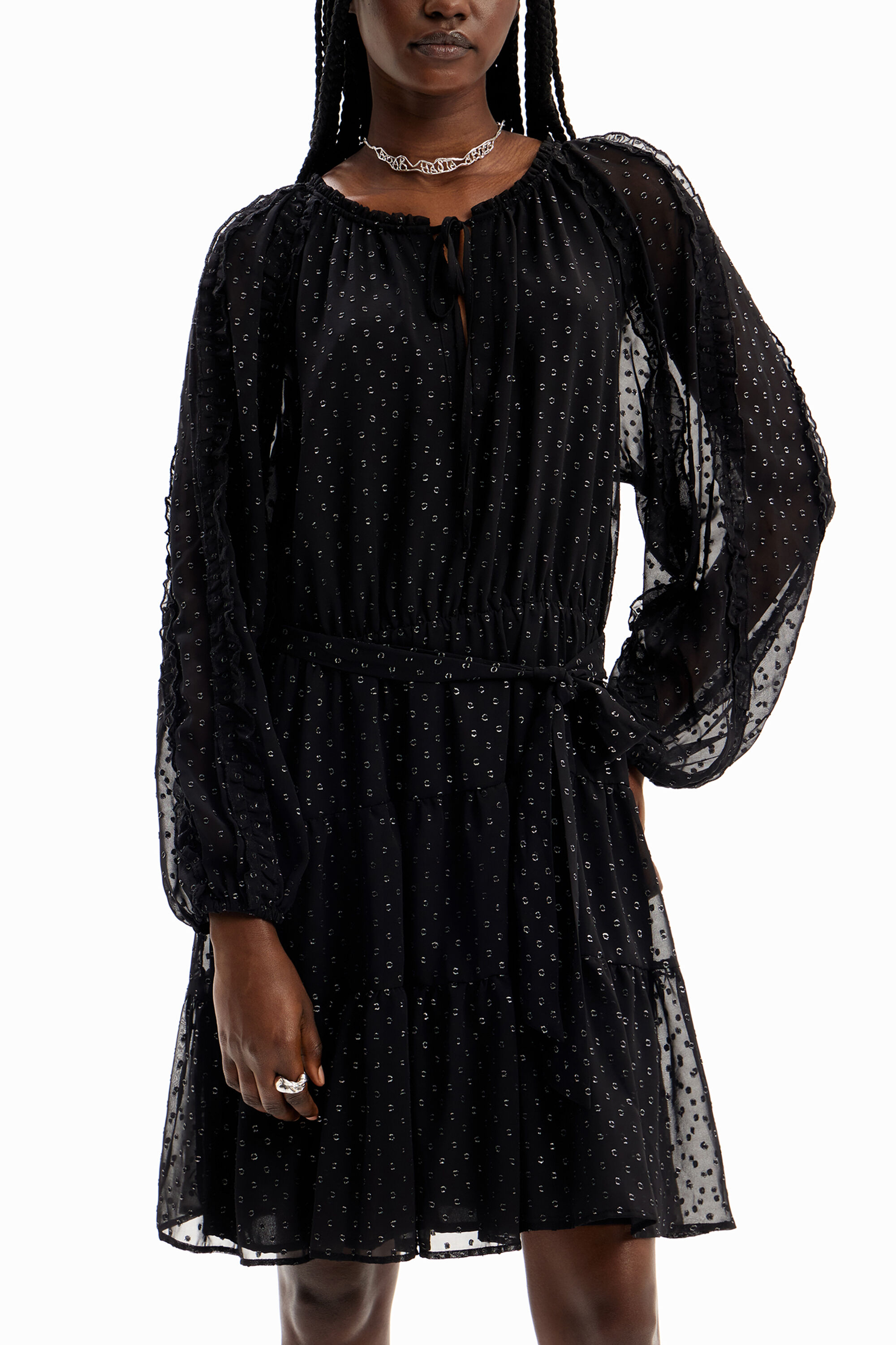 Vestido corto gasa plumeti de mujer I Desigual