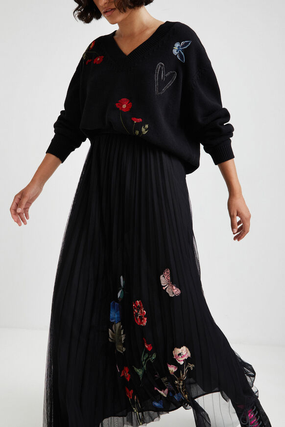 Long pleated skirt double layer | Desigual