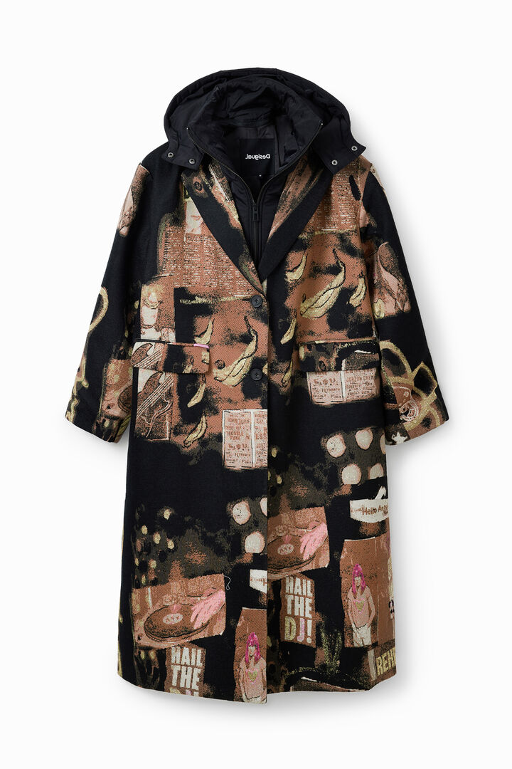 Detachable arty jacquard coat