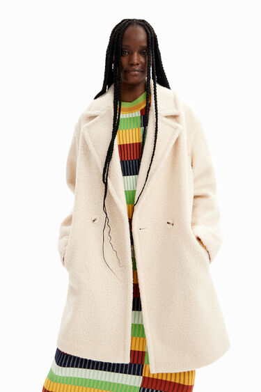 Double-breasted bouclé coat | Desigual