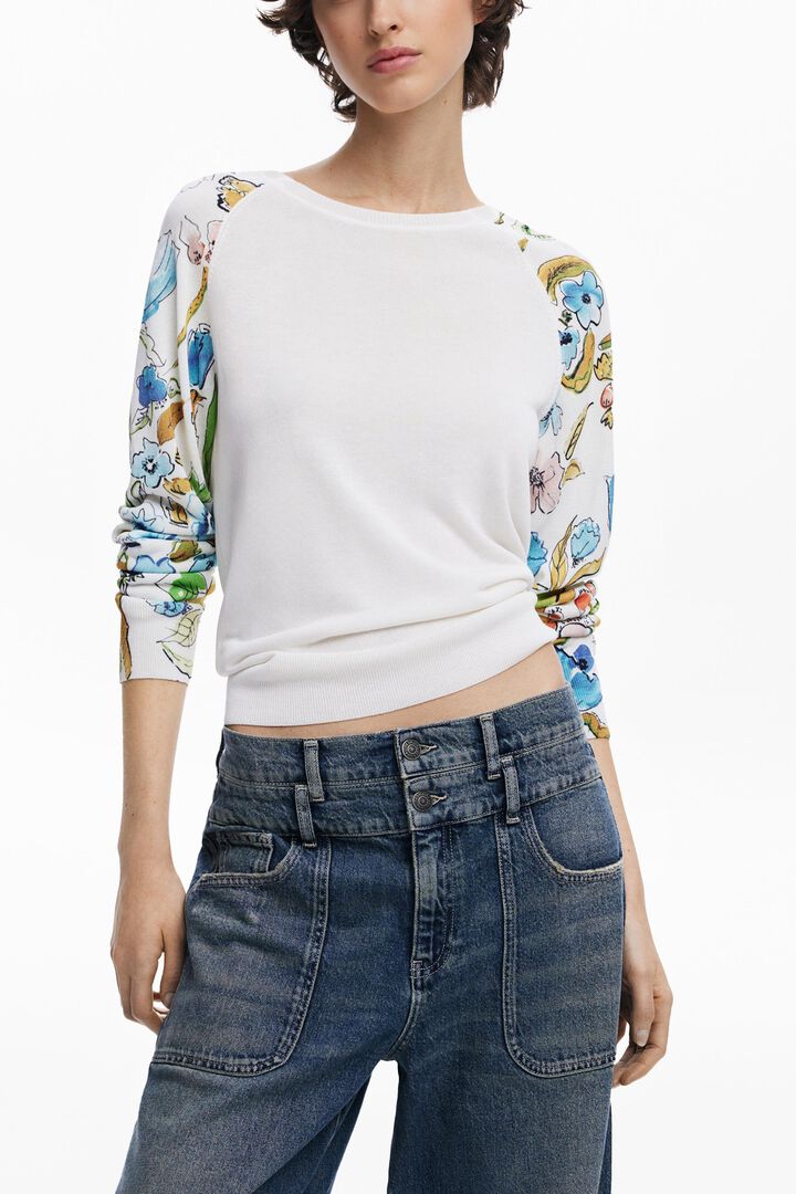 Floral sleeve sweater