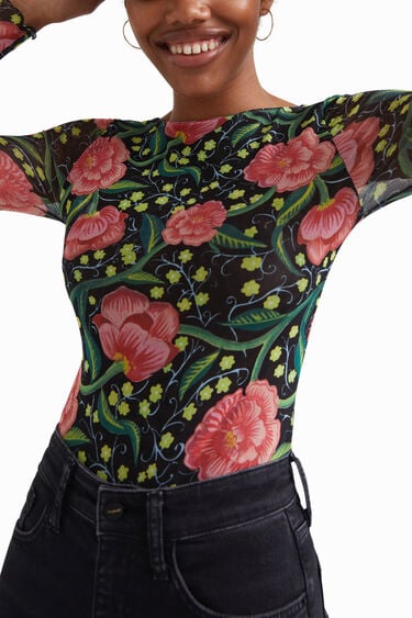 Slim floral bodysuit | Desigual
