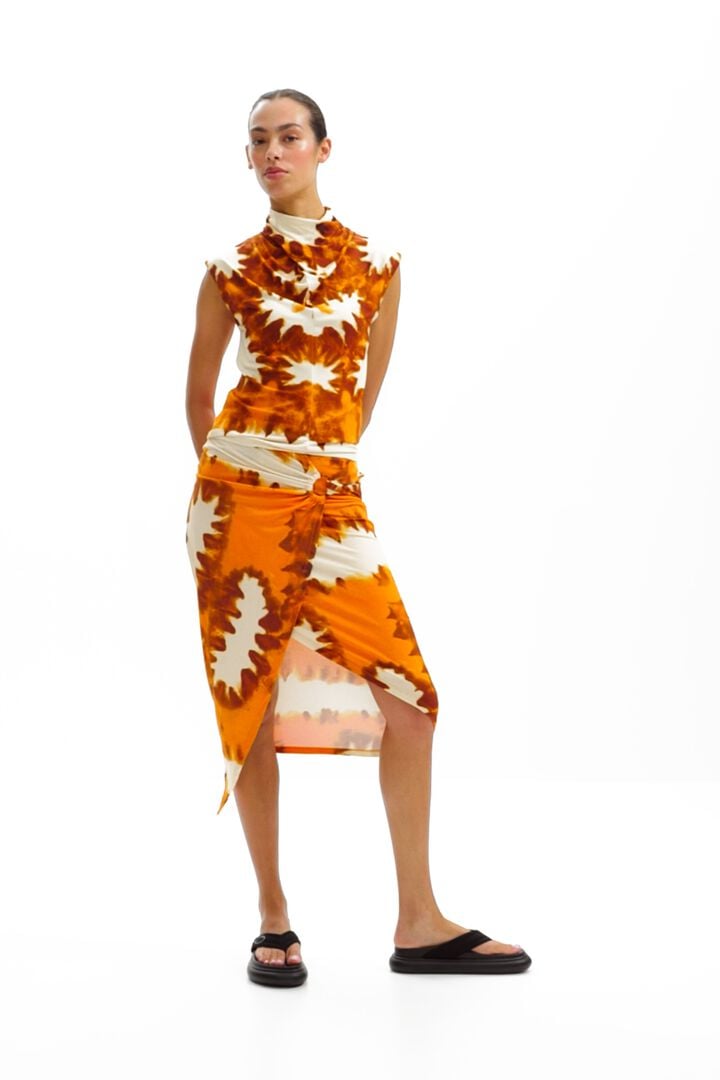 Tie-dye wrap midi skirt | Desigual
