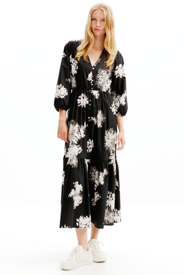 Sukienka koszulowa midi kwiaty | Desigual
