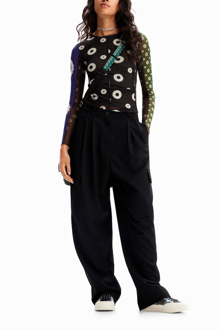 Tüll patchwork virágos póló | Desigual