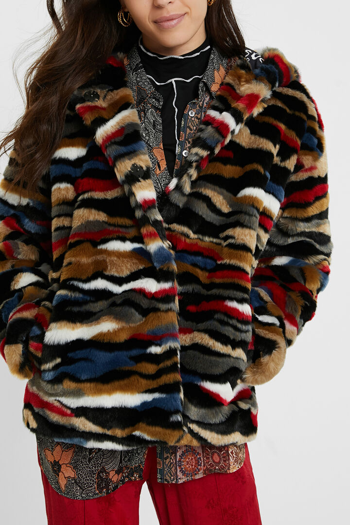 Chaqueta corta peluche multicolor | Desigual