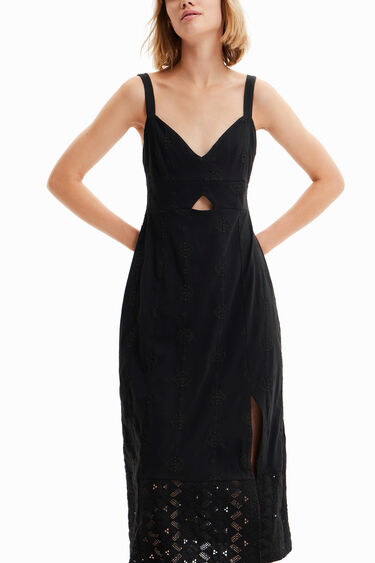 Vestit midi brodats | Desigual