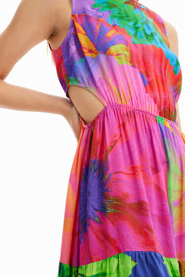 Long flower cut-out dress | Desigual