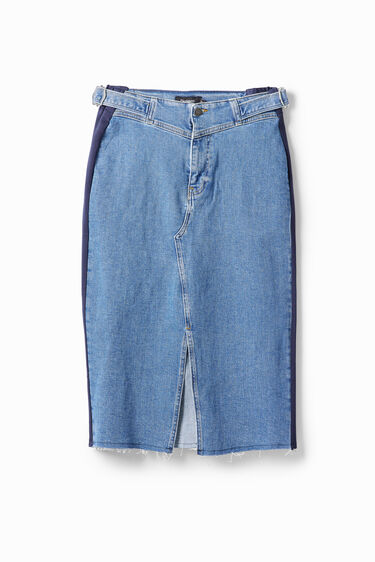 Faldilla midi denim franja | Desigual