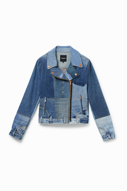 Jaqueta biker denim upcycling