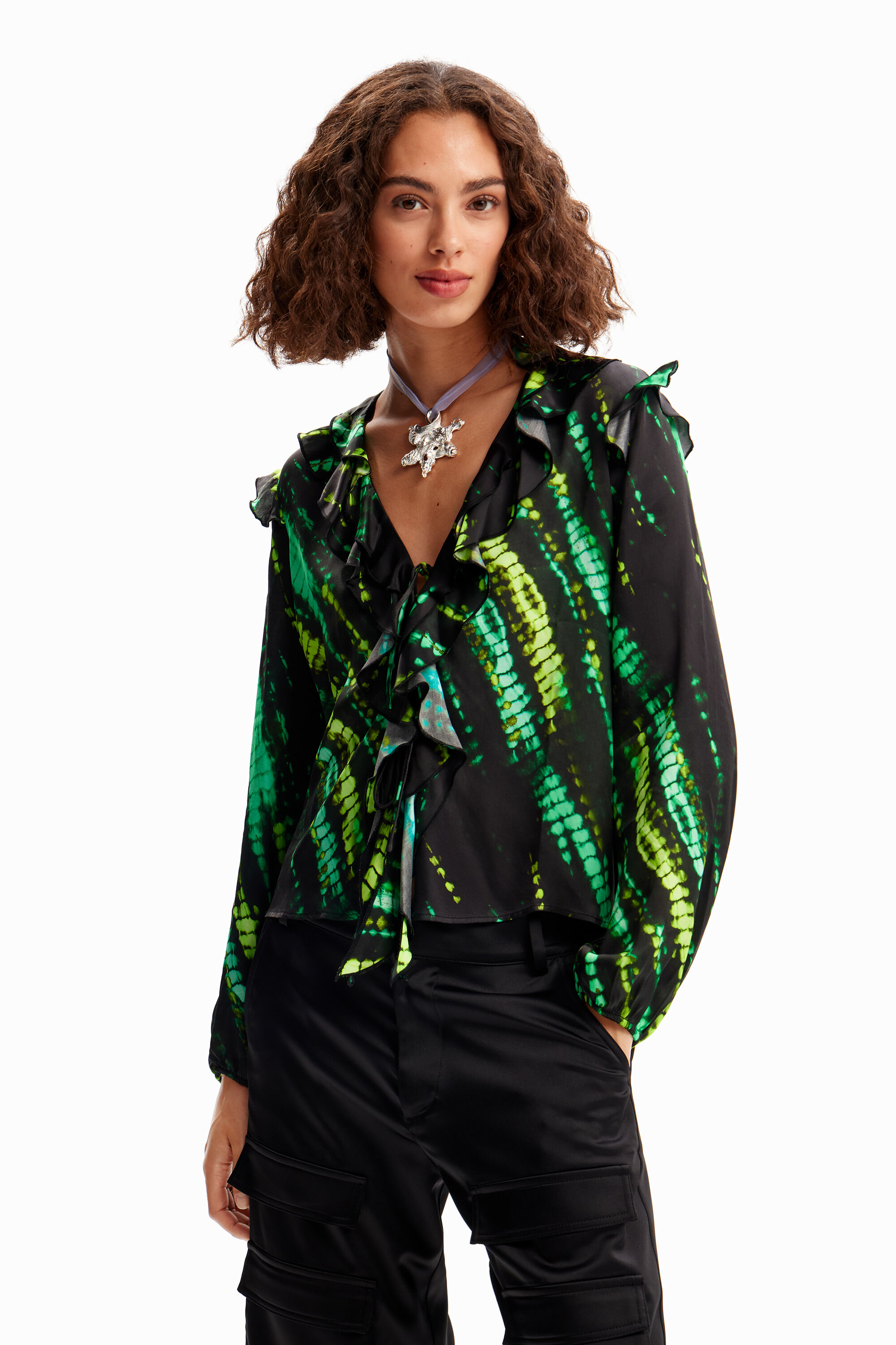 Desigual Tie-dye ruffle blouse