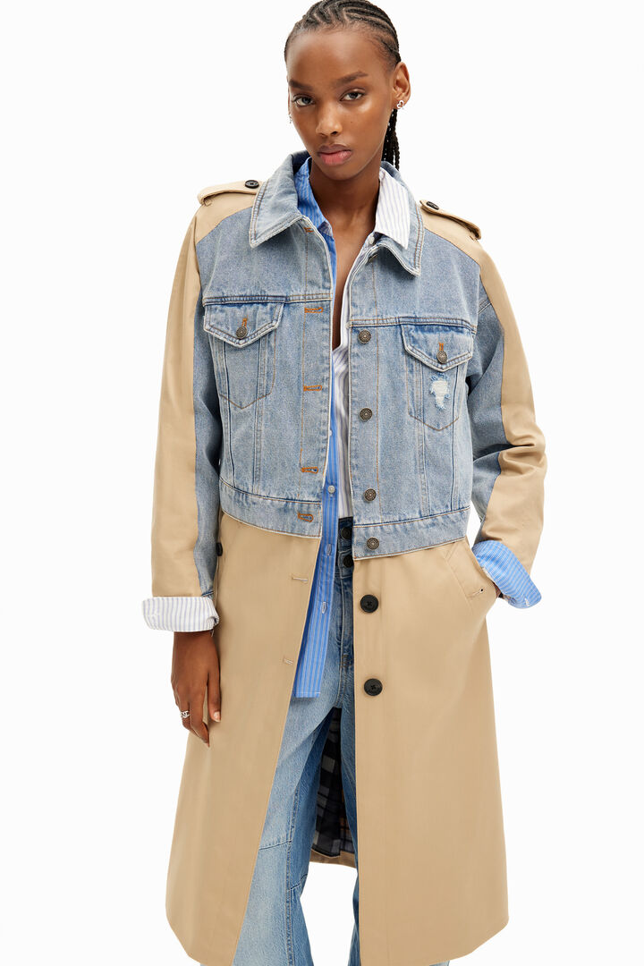 Hybrid denim trench coat