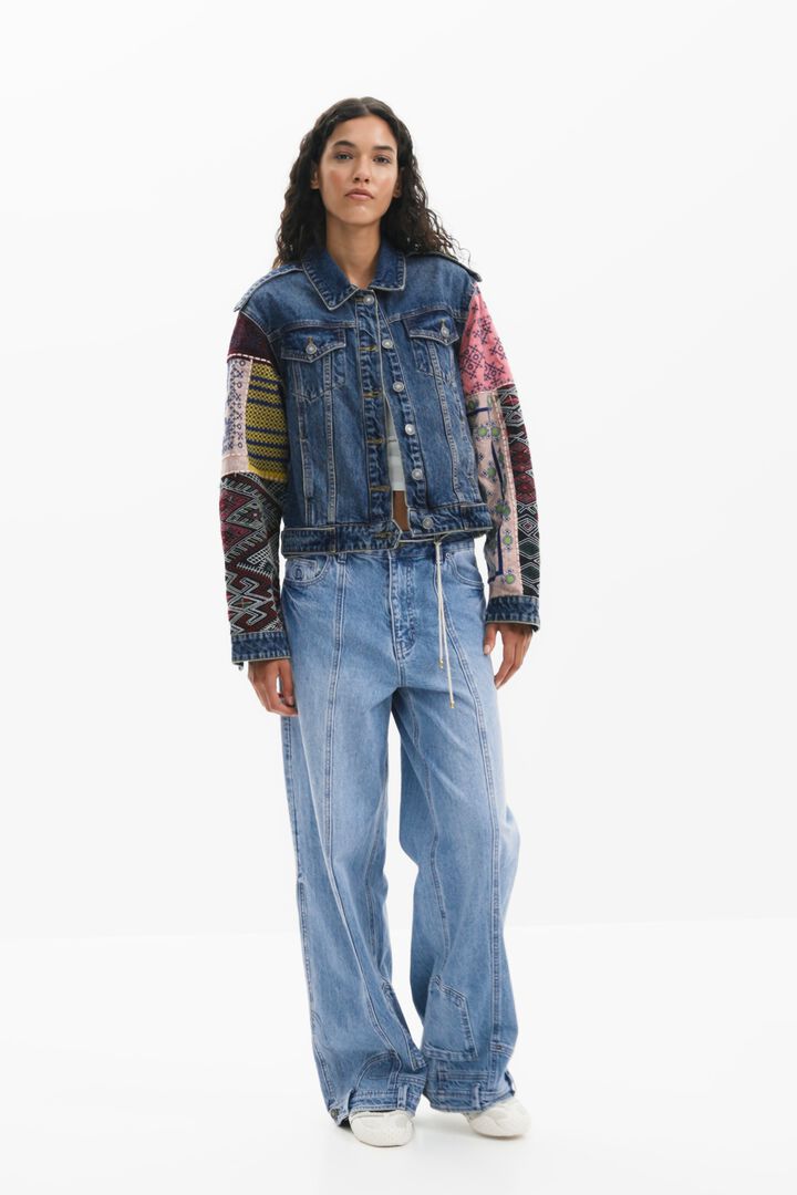 Denim jacket with combined sleeves | Desigual