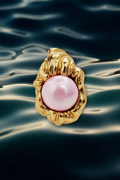 Gold-plated pearl ring Zalio