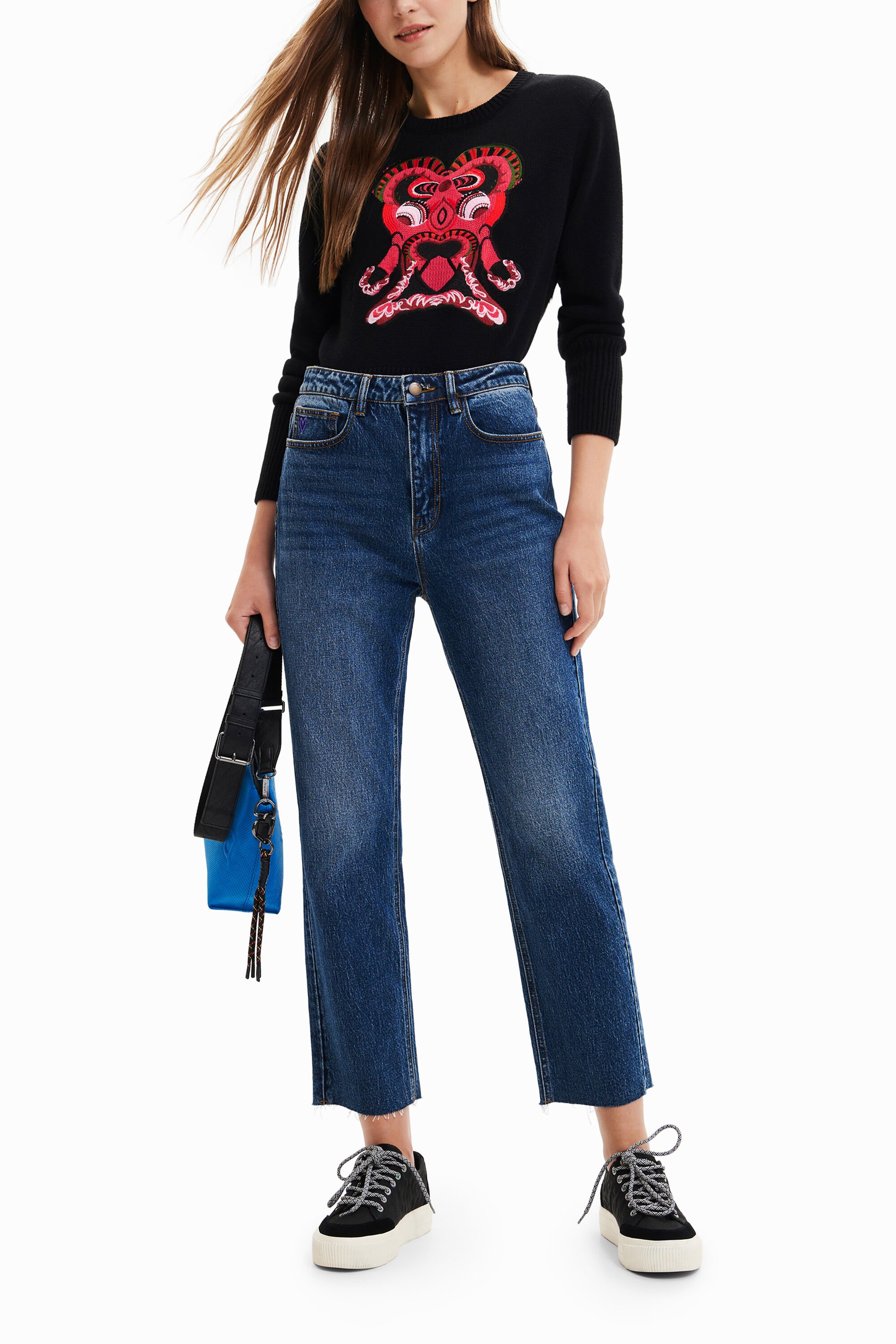 クロップドストレートジーンズ | Desigual.com