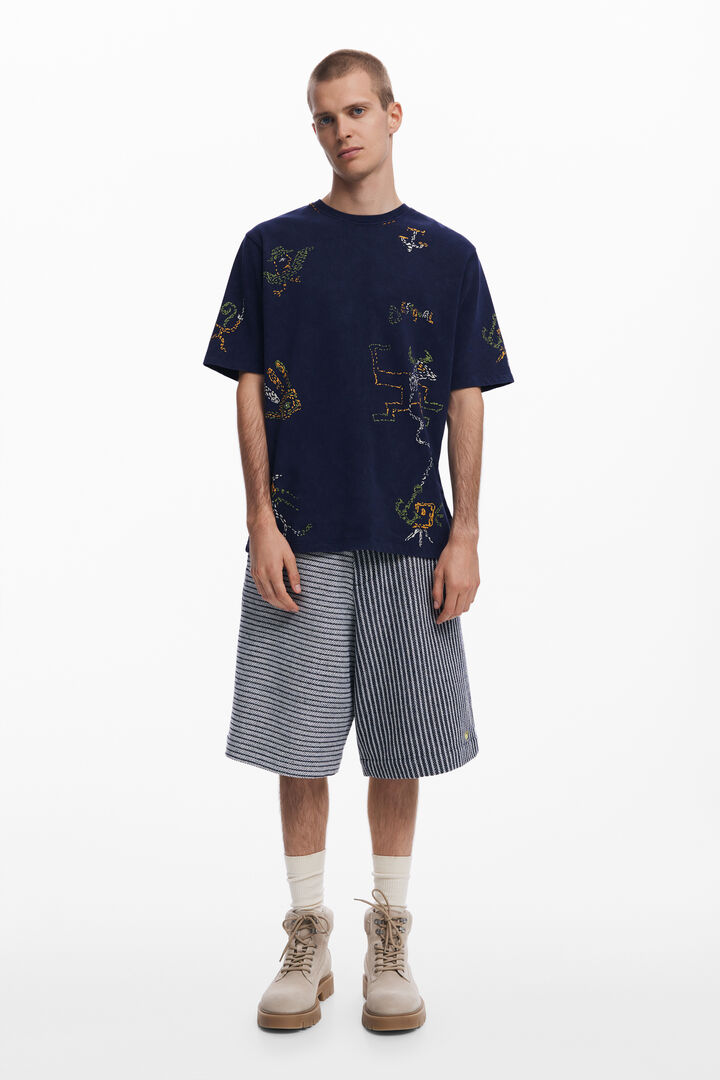 T-shirt with tribal embroidery | Desigual