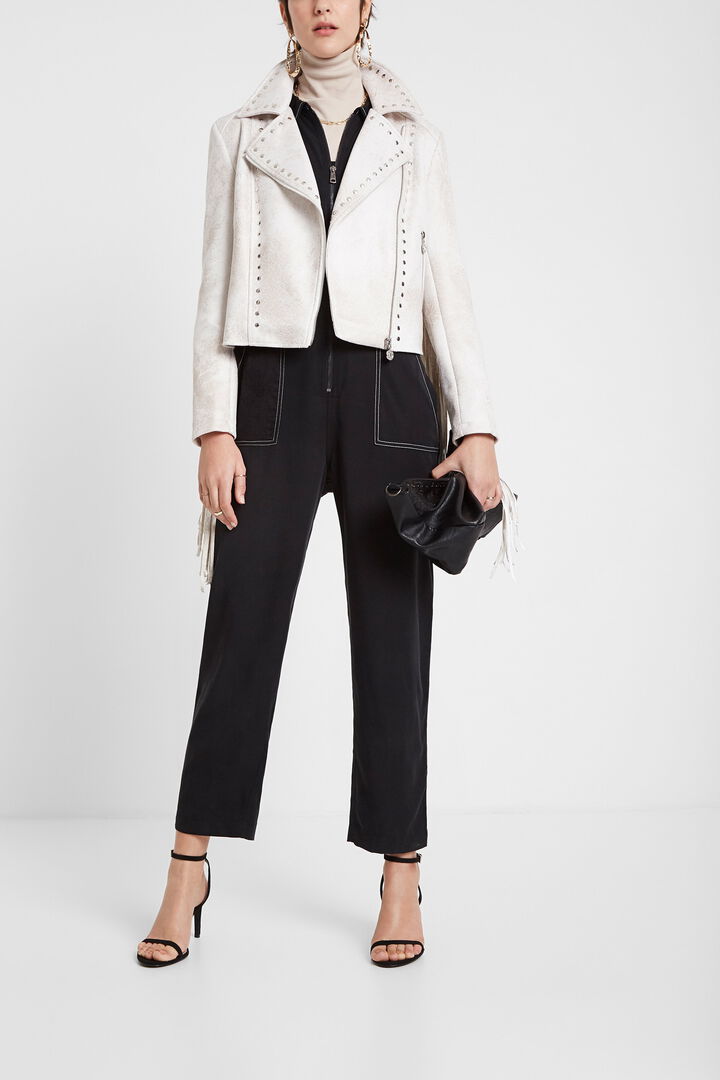 Biker jacket with fringe and studs | Desigual