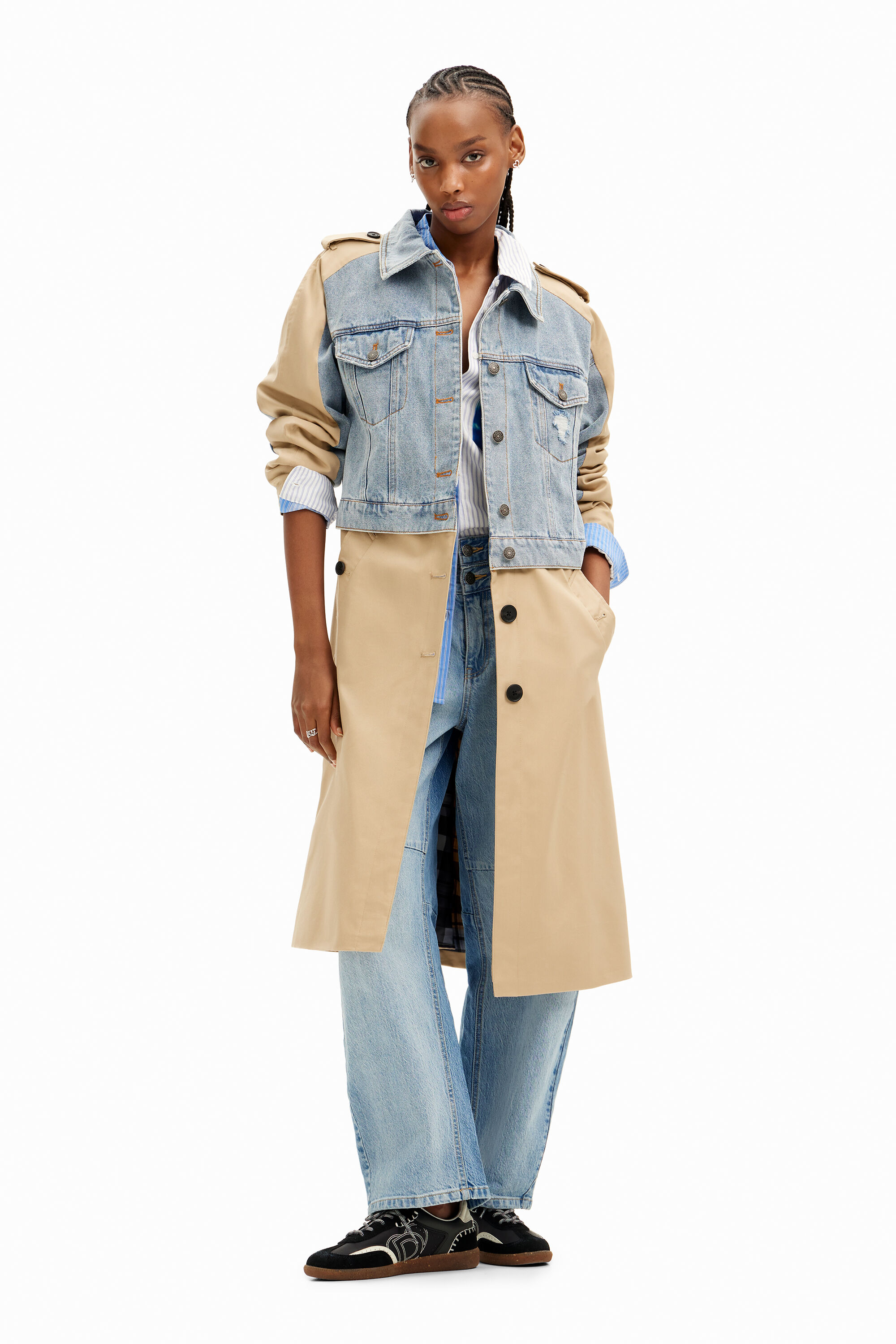 Denim jacket under trench coat shop