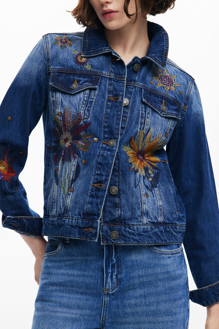 Floral trucker denim jacket | Desigual