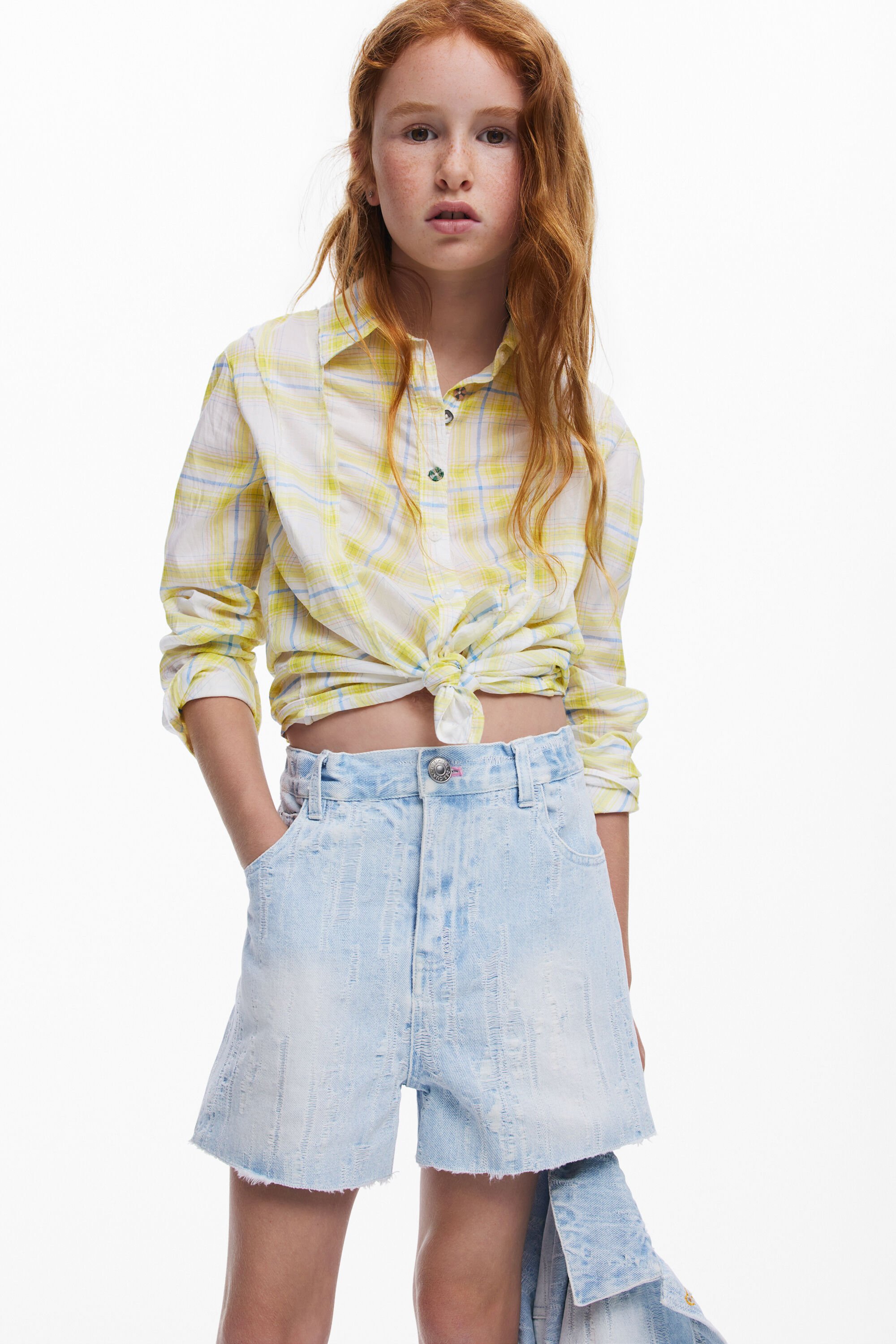 Desigual Short denim trucker - BLUE