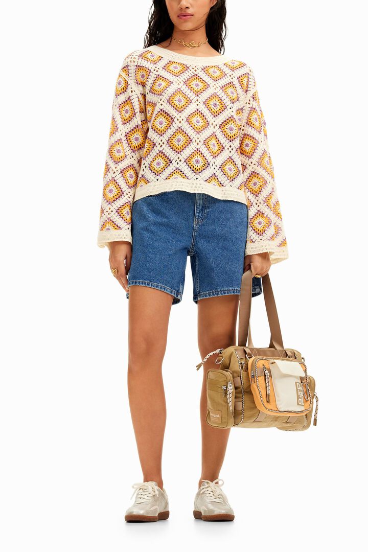Crochet jumper with geometric patterns | Desigual