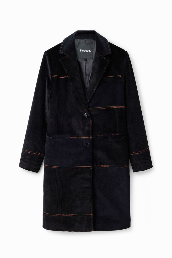 Long patchwork corduroy coat | Desigual
