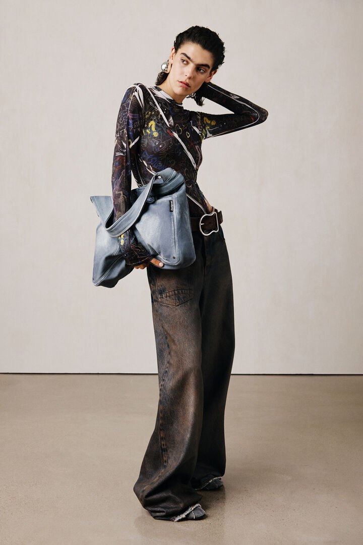 Grand sac en cuir denim studio | Desigual