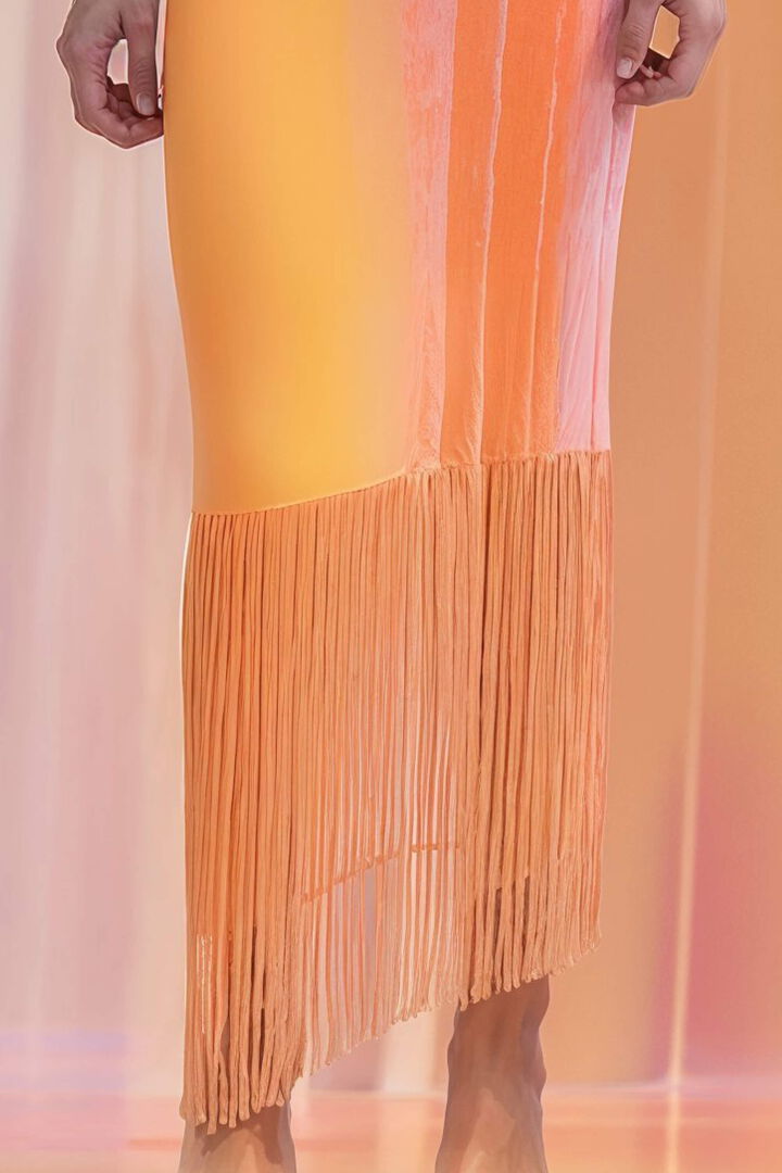 Vestido halter flecos | Desigual