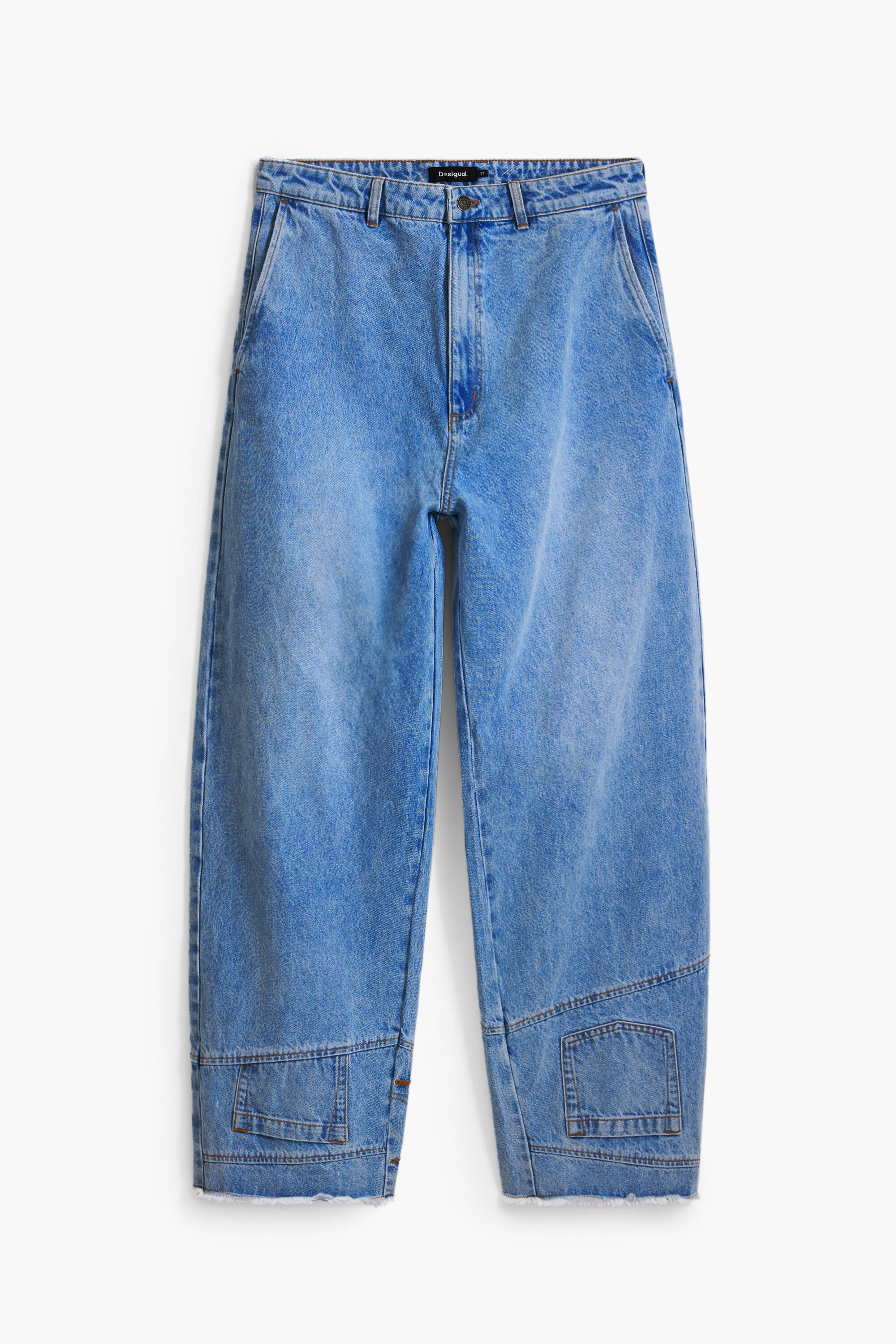 Denim ballon bolsillos bajo, Algodon, Azul, 36