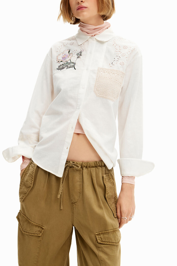Chemise lin crochet | Desigual