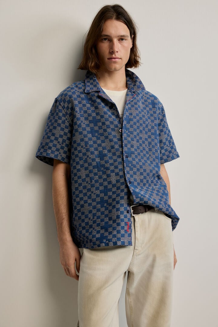 Baton Color:blue Blue checkered shirt blue for men I Desigual.com